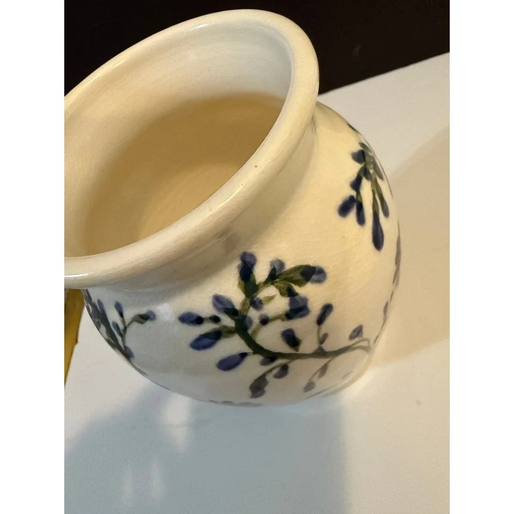 Vintage Purple Floral Hand Painted crackled style glaze‎ Stamp Mark 7.5